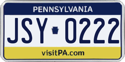 PA license plate JSY0222