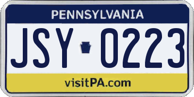 PA license plate JSY0223