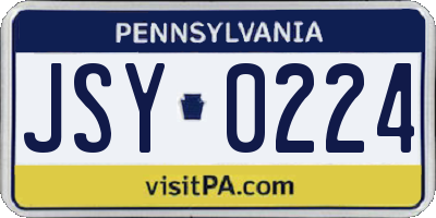 PA license plate JSY0224