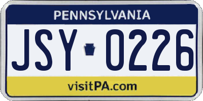 PA license plate JSY0226