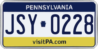 PA license plate JSY0228