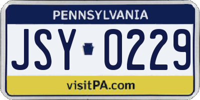 PA license plate JSY0229