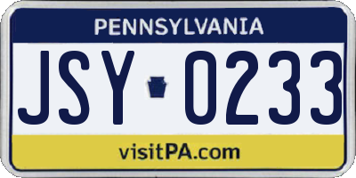 PA license plate JSY0233