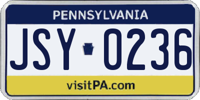 PA license plate JSY0236