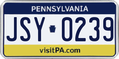 PA license plate JSY0239