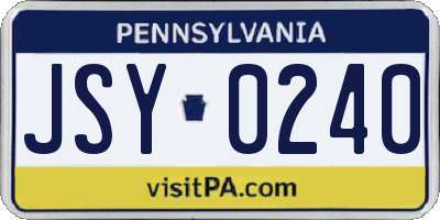 PA license plate JSY0240