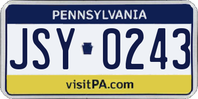 PA license plate JSY0243