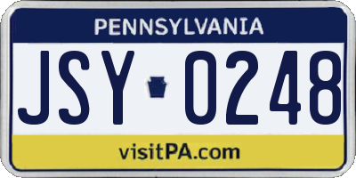 PA license plate JSY0248