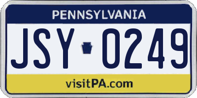 PA license plate JSY0249