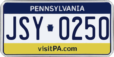 PA license plate JSY0250