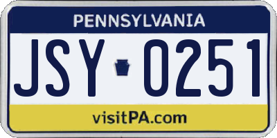PA license plate JSY0251