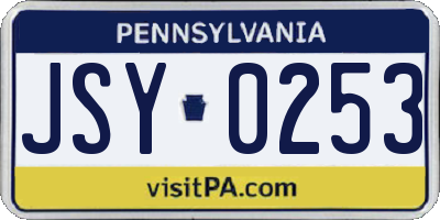 PA license plate JSY0253