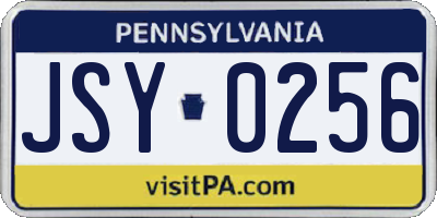 PA license plate JSY0256