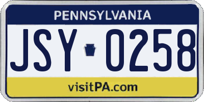 PA license plate JSY0258