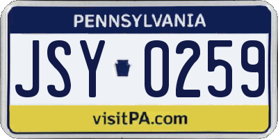 PA license plate JSY0259
