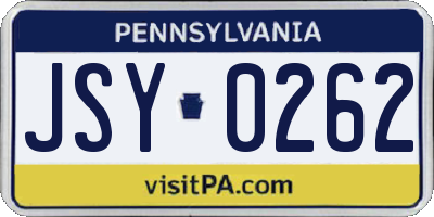 PA license plate JSY0262