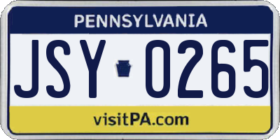 PA license plate JSY0265