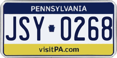 PA license plate JSY0268