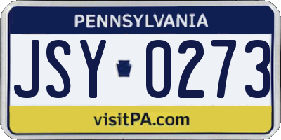 PA license plate JSY0273