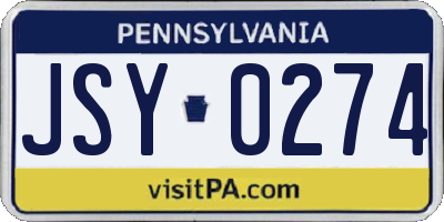 PA license plate JSY0274