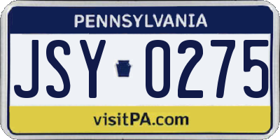PA license plate JSY0275