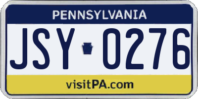 PA license plate JSY0276