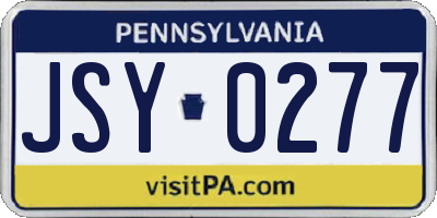 PA license plate JSY0277