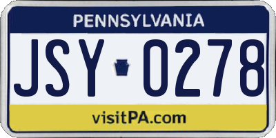 PA license plate JSY0278