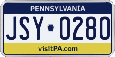 PA license plate JSY0280