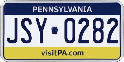 PA license plate JSY0282