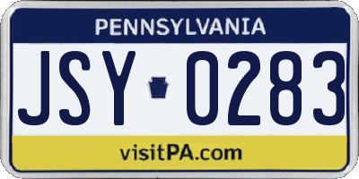 PA license plate JSY0283