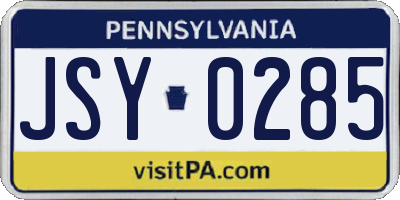 PA license plate JSY0285