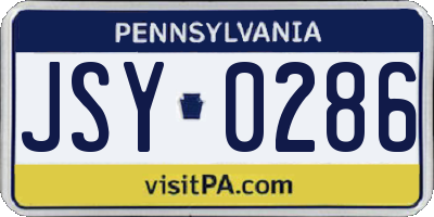 PA license plate JSY0286