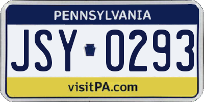 PA license plate JSY0293