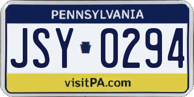 PA license plate JSY0294