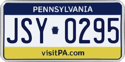 PA license plate JSY0295