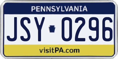 PA license plate JSY0296