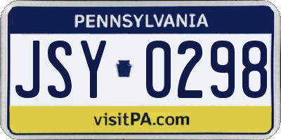PA license plate JSY0298