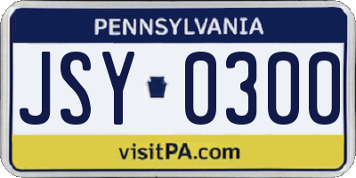 PA license plate JSY0300
