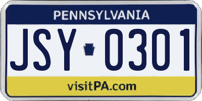 PA license plate JSY0301