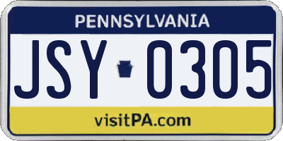 PA license plate JSY0305