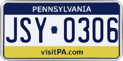 PA license plate JSY0306