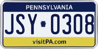 PA license plate JSY0308