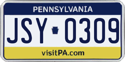 PA license plate JSY0309