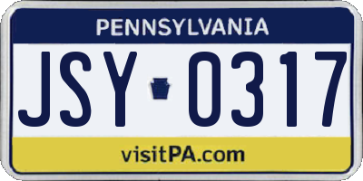 PA license plate JSY0317