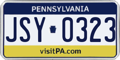 PA license plate JSY0323