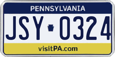 PA license plate JSY0324