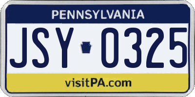 PA license plate JSY0325