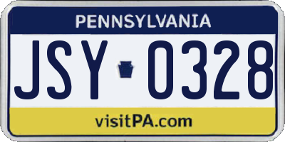 PA license plate JSY0328