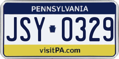 PA license plate JSY0329